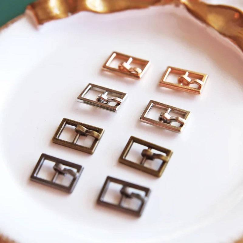 Peachcor 5mm / 0.2 inches (Inner Diameter) Tiny Rectangle Shape Metal Buckles, Doll Mini Buckles, in 4 colors, Perfect for Doll Clothes (5 PCS) - Image 2